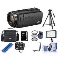 JVC GZ-R560BUS EverioR Quad-Proof HD Camcorder with 32GB Internal Memory Black - Bundle with 64GB SDHC U3 Card, 37mm UV Filter, Video Bag, Tripod, Video Light, Cleaning Kit, and More