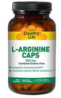 Country Life L-Arginine, 500 mg with B-6-200 Vegan Capsules