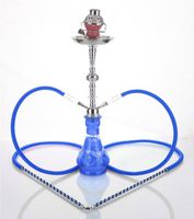 2 hose 23" Jaffa Blue Hookah Shisha Nargila water glass vase pipes smoke sale