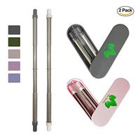 Reusable Telescopic Stainless Steel Straw | (2-Pack) Collapsible Metal Straws With Case, Cleaning Brush | Portable Straw, FDA Approved, Dishwasher Safe | Great for Travel, Office, Home (Black, Pink)