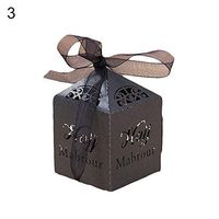 bromrefulgenc Candy Boxes,Candy Container hodler for Wedding Bridal Birthday Party Decors,50Pcs Paper Hollow Hajj Mabrour Candy Favor Boxes Ribbon Bowknot Gift Container - Black