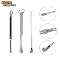 3pcs/Set Stainless Steel Ear Pick Wax Remover Cleaner Earpick Curette Ear Spoon Earwax Clean Cleaning Tool with Key Chain End