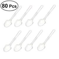 BESTOMZ 80 PCS Mini Transparent Plastic Spoons Disposable Flatware Spoons for Jelly Ice Cream Dessert Appetizer