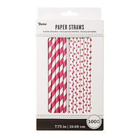 Darice Hot Pink Polka Dot and Stiped Paper Straws, 100 Piece