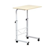 Azadx Mobile Side Table, 23.6'' x 15.7'' Height Adjustable Table, Portable Laptop Computer Stand with 4 Wheels, Flexible Wooden Stand Desk for Bed Sofa Hospital Reading Eating