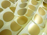 Minilabel 42mm Serrated Edge , Certificate Wafer Company Seal Labels , Stickers For Embossing , Awards & Rewards Matt Gold