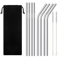 SUN RISING INC 8 Units Stainless Steel Straws Reusable Drinking Straws with Cleaning Brush 10.5 Inch Metal Straws for 30oz Tumblers Cups