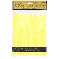 Premium Heavy Weight Plastic Knives | Light Yellow | Pack of 48 | Party Supply