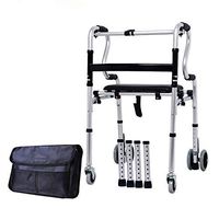 XHRHao Foldable Walker with Brake 5 Adjustable Height Levels Made of Aluminum Alloy Rollator Lightweight with Shower Chair Fuction Waterproof Portable Walk Assist for Elderly Silver