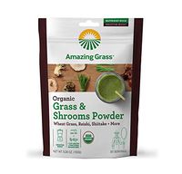 Amazing Grass Organic Greens & Shrooms Powder: Wheatgrass, Reishi, Shitake, & More Mushrooms Smoothie Booster, 30 servings