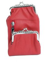 Womens Leather Cigarette and Lighter Case with Twist Clasp (Red)
