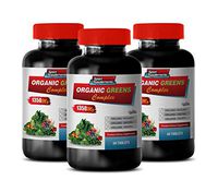 antioxidant Supplement for Women - Organic Greens Complex 1350MG - Premium Dietary Supplement - Garlic Supplement for high Blood Pressure - 3 Bottles 180 Tablets