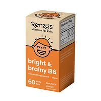 Renzo's Bright & Brainy B6, Dissolvable Vegan Vitamins for Kids, Zero Sugar, Oh-Oh-Oh Orange Flavor, 60 Melty Tabs