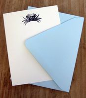 Crab Motif Note Cards - Stationery or Imprintables - Set of 10 and 10 Envelopes