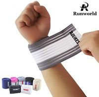 Runworld (1 Pair) Elastic Breathable Wrist Support Brace Compression Bandage Wrap for Men Women Weightlifting, Cross Training, Workout, Gym, Powerlifting, Bodybuilding (Grey/White)