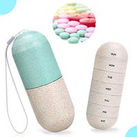 HILELIFE Pill Organizer - Waterproof Weekly Pill Organizer, Grain Fiber Medicine Organizer Portable Travel 7 Day Pill Box for Vitamin Fish Oil Supplements (Pill Organizer 0)