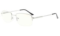 Eyekepper Half-Rim Reading Glasses-Blue Light Blocking-Reduced Eye Strain-Memory Computer Glasses Titanium Readers Men, Transparent Lenses (Silver,+0.75)
