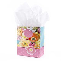 Hallmark 6" Small Gift Bag with Tissue (Pink, Blue, Orange, Yellow Floral) for Mothers Day, Easter, Birthdays or Any Occasion