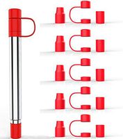 5 Pack Red Silicone Tips compatible with reusable telescopic straw - ONLY SILICONE TIPS RED