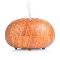 ap airpleasure Wood Surface 400ml Ultrasonic Quiet Humidifier Essential Oil Diffuser 10 Hours Adjustable Mist Mode Vaporizer Waterless Auto Shut-off for Bedroom, Living Room, Spa, Yoga (DarkYellow)
