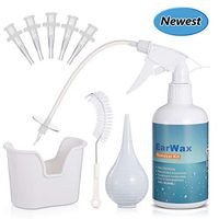 Slimerence Earwax Remover Tool Kit for Sensitive Ears Adults and Kids Including Basin Washer Bottle Rubber Bulb Syringe 4 Disposable Tips Brush White F