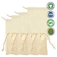 Cotton Double Drawstring Muslin Bag. 100% Organic Cotton Reusable Eco Friendly Natural Storage Muslin Bags. Pack of 100 (3 x 5 Inches)