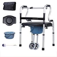 Walking Frame Compact Folding Toilet Chair with Sitting Board Drive and Wheels Light Weight Medical Walker for Elderly, Seniors, Handicap, Disabled Max 180 kg (400 lbs)