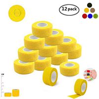 Self Adherent Wrap Tape Medical Cohesive Bandages Flexible Stretch Athletic Strong Elastic First Aid Tape for Sports Sprain Swelling and Soreness on Wrist and Ankle 12 Pack 1Inch X 5Yards(Yellow)
