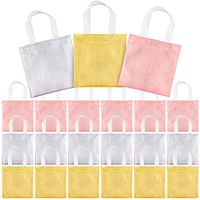Whaline 8''x8'' Non-Woven Small Party Bags, 24 Pieces Gift Bags, Reusable Candy Goodie Bags, Glossy Tote Bags, DIY Craft Bags for Hoilday Event, Birthday(Rose Gold, Golden, Silver)