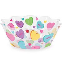 Club Pack of 12 Clear Fluted Valentine’s Hearts Disposable Plastic Party Bowls 8"