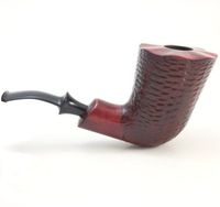 Mr. Brog Full Bent Tobacco Pipe - Xol Mahogany Rusticated - Pear Wood Roots - Hand Made