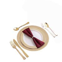 80 Disposable Plastic Plates | Durable White China Like Dinnerware | 160 Signature Collection Plastic Silverware Set | Excellent for Weddings, Fine Dining, Birthday Parties | Gold (240 Ct)