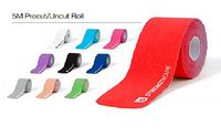 Athletic Strength Tape Supports & Stabilizes Muscles, Joints & Tendons, Unlimited Range of Motion & Compresses Injury 5M Uncut Roll & Precut Roll (5M Precut, Red)