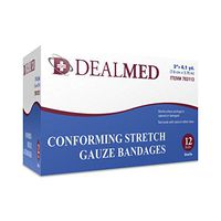 Dealmed 3" Sterile Conforming Stretch Gauze Bandages, 4.1 Yards Stretched, 12 Rolls