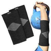 Vive Elbow Sleeve (Pair) - Bamboo Charcoal Compression Support Brace for Tendonitis Prevention, Recovery, Joint Pain Relief, Golfers, Tennis, Weightlifting, Basketball, Sports Stabilizer - Men, Women