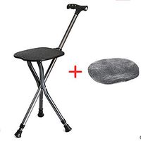AD Folding Walking Cane Chair Stool Massage Walking Stick with Seat Portable Fishing Rest Stool,Adjustable with LED Light