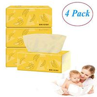 Ultra Soft Facial Tissue Pumping Paper Facial Towels Premium 3 Ply Fold Paper Towels-100% Natural Wood Pulp Napkins Paper for Household Daily Use (4 Pack)