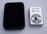 Boston Red Sox Chrome Plated Brass refillable Lighter in Black Metal case