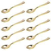 Yardwe 80pcs Disposable Plastic Mini Spoons,Gold Plastic Tasting Spoons for Desserts, Sampling, Ice-cream or Appetizers