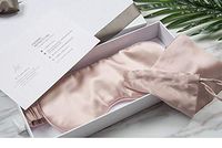 YUNS Advanced 19 Momme Mulberry Silk Sleep Mask Set (with Silk Storage Bag), Both Sides Silk, Pure Mulberry Silk Covered Elastic Band, Big Size 22X10cm, 1pc. (Lotus Pink+Bag)