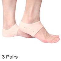 Gel Heel Protector Plantar Fasciitis Cushion Sleeve for Cracked Dry Foot Skin - Best for Protecting Your Sore Feet from The Aches & Pains of Plantar Fasciitis, Foot Pain (Skin-Color, 3 Pairs)