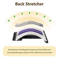 Back Stretcher Lumbar Support Lower Back Pain Relief Massage for Chronic Herniated Disc Scoliosis Spinal with Magnetic Acupressure Points Multi-Level Back Stretching Device Relieve Sciatica (White)