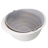 FILOL Kitchen Double Drain Sink Drain Basket Washing Draining Colander Basin for Fruits Vegetables Cleaning, Food-Grade Space Saving (Gray)