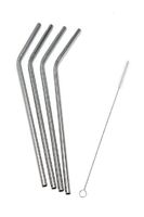 Epica Stainless Steel Drinking Straws, Set of 4- Free Cleaning Brush Included