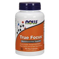 NOW Supplements, True Focus with Amino Acids, Ginkgo and DMAE + CoQ10 and Grape Seed Extract , 90 Veg Capsules