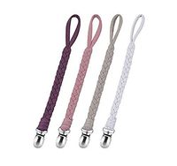 Cinhent 4Pcs Pacifier Clips,Universal Braided Pacifier Holder,Teething Ring Holders for Boys and Girls, Universal Flexible Holder Leash for Pacifiers, Baby Teething Toy
