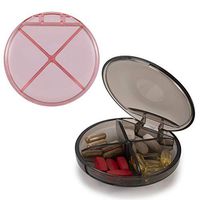 HRX Package 2pcs Small Pill Holder with 4 Compartments, Portable Pill Box Case Carrier Little Medicine Container for Purse Pocket (Black and Pink)