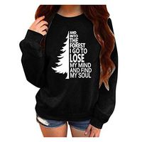 HNTDG Women's Autumn Winter Letter Printing Round Neck Long Sleeve Plus Velvet Sweatshirt Blouse Black