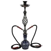 Kumiy ?27.5" 2 Hose Hookah Combo Kit Set, Shisha Pipe Glass Base Metal Material Smoking Water Pipe Bong?Arab Luxury Extreme Series/Family Gathering/Party (A)
