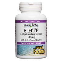 Stress-Relax 5-HTP 50 mg by Natural Factors, Promotes Emotional Well-Being, 60 Enteric Coated Caplets